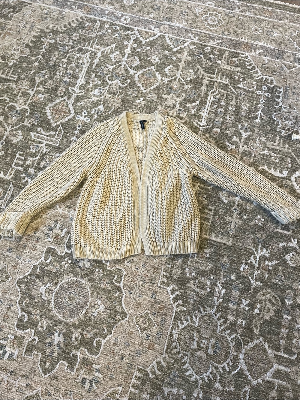 Cream Open Front Chunky Knit Cardigan